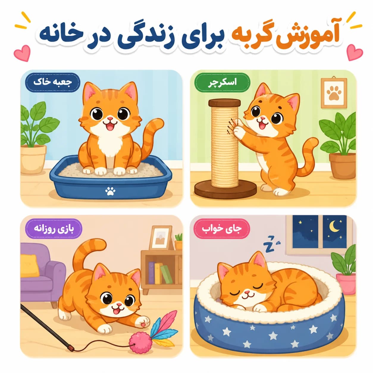 راهنمای کامل آموزش و تربیت گربه در خانه | از اصلاح رفتار تا تشویقی