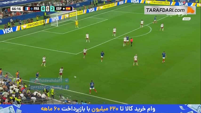 ضربه خطرناک امباپه از کنار دروازه اسپانیا به بیرون رفت (فرانسه 0-2 اسپانیا)