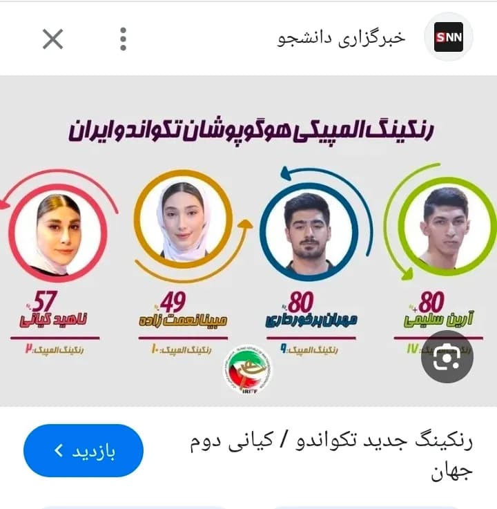 جدیدترین وضعیت تکواندو بانوان ایران ( آنلاین online )