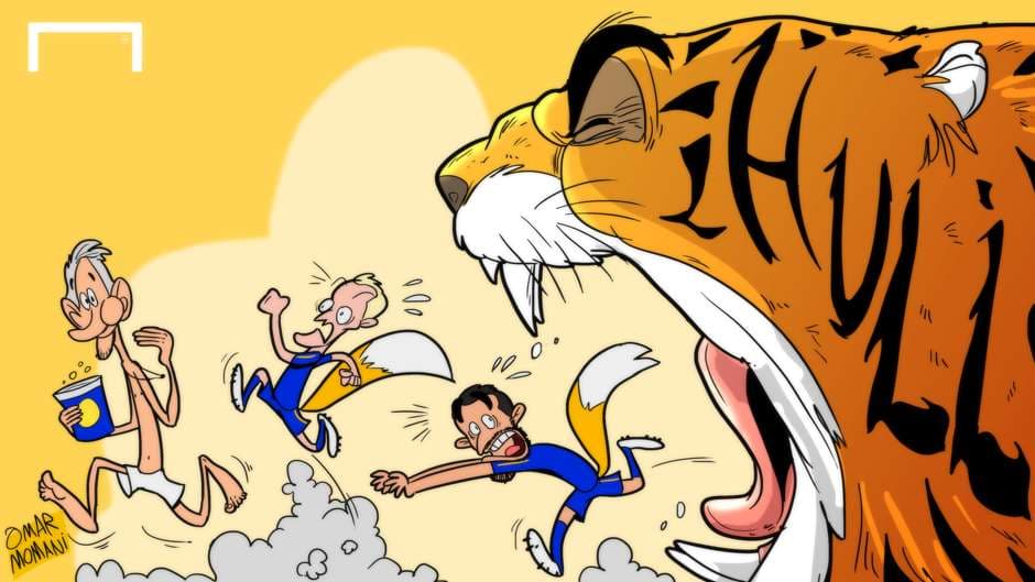 کاریکاتور روز " شکست روباه های فروتن توسط تایگرها " { سایت گل }