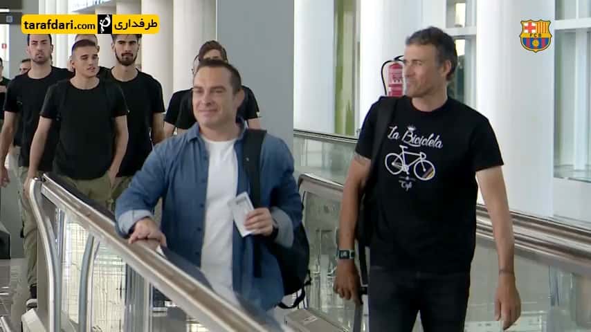 سفر کاروان بارسلونا به شهر مادرید برای برگزاری دیدار فینال کوپا دل ری در مقابل آلاوز