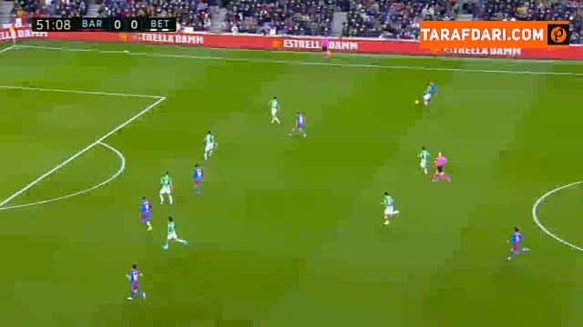 گل خوانمی به بارسلونا که در موقعیت آفساید به ثمر رسید (بارسلونا 0-0 رئال بتیس)