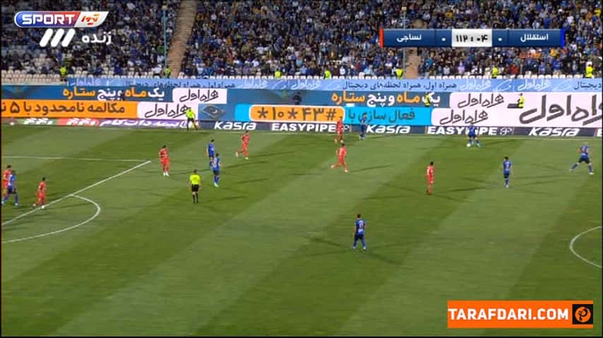 گل آرمان رمضانی به نساجی که توسط داور مردود اعلام شد (استقلال 0-0 نساجی)