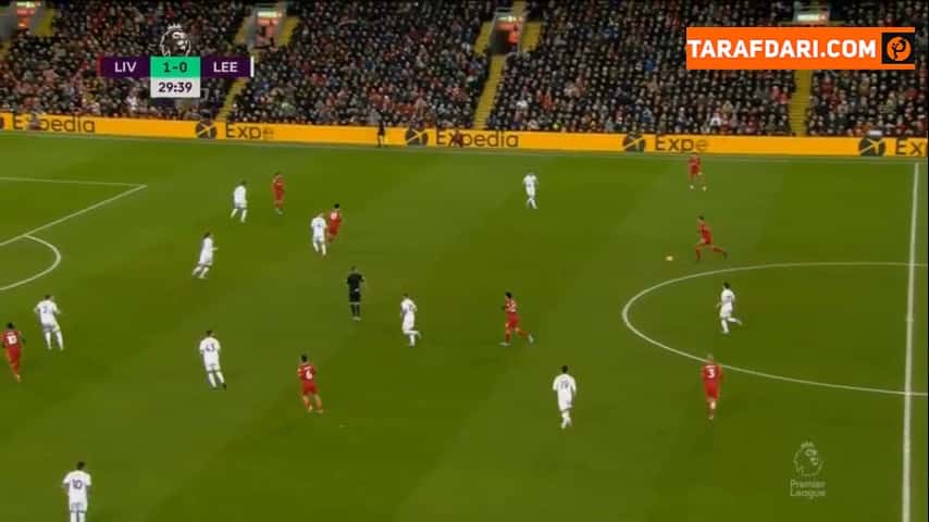 گل جوئل ماتیپ به لیدزیونایتد (لیورپول 2-0 لیدزیونایتد)