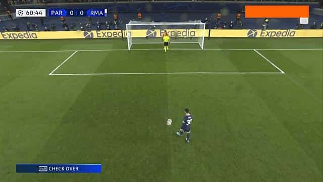 مهار ضربه پنالتی لیونل مسی توسط تیبو کورتوا (پاری سن ژرمن 0-0 رئال مادرید)
