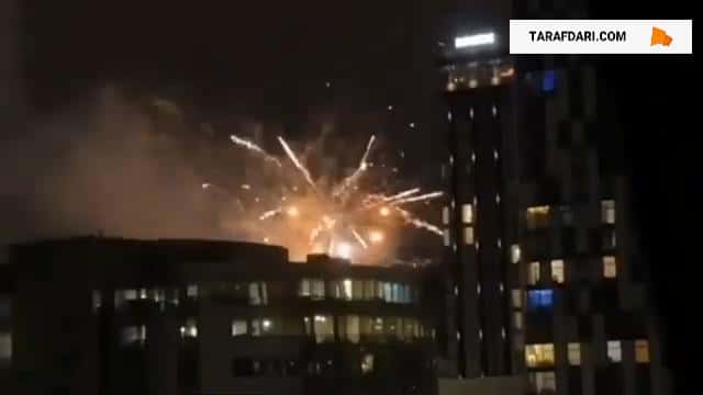 آتش بازی شبانه هواداران لیورپول مقابل هتل محل اقامت باشگاه رئال مادرید در انگلیس / فیلم