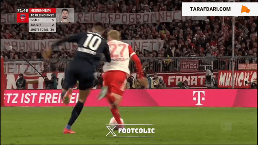 گل رافائل گریرو به هایدنهایم (بایرن مونیخ 3-2 هایدنهایم)