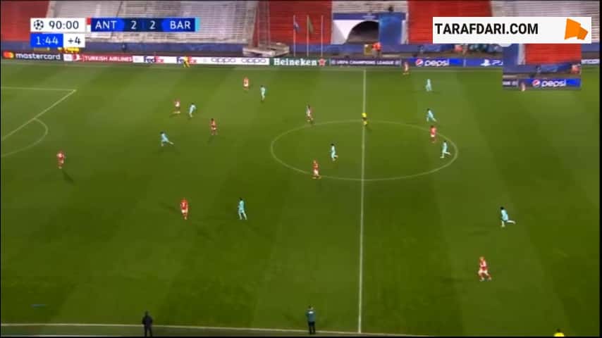 گل ایلنیخنا به بارسلونا (رویال آنتورپ 3-2 بارسلونا)