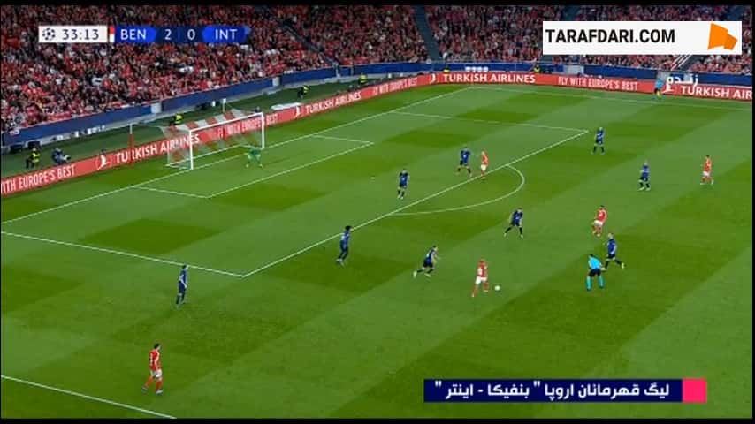 گل سوم ژائو ماریو به اینتر (بنفیکا 3-0 اینتر)