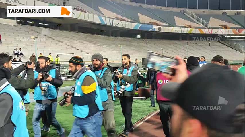 خوش و بش نکونام و رحمتی و کادر فنی دو تیم استقلال و نساجی / فیلم