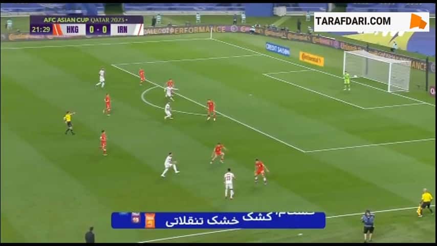 برخورد ضربه سر شهریار مغانلو به تیر دروازه هنگ کنگ (هنگ کنگ 0-0 ایران)
