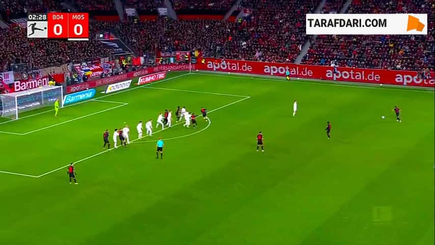 گل تماشایی گرانیت ژاکا مقابل ماینتس (بایر لورکوزن 1-0 ماینتس)