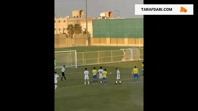 خوشحالی پس از گل کریستیانو رونالدو جونیور به سبک پدرش بعد از گل کردن پنالتی / فیلم