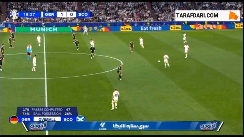 گل جمال موسیالا به اسکاتلند (آلمان 2-0 اسکاتلند)
