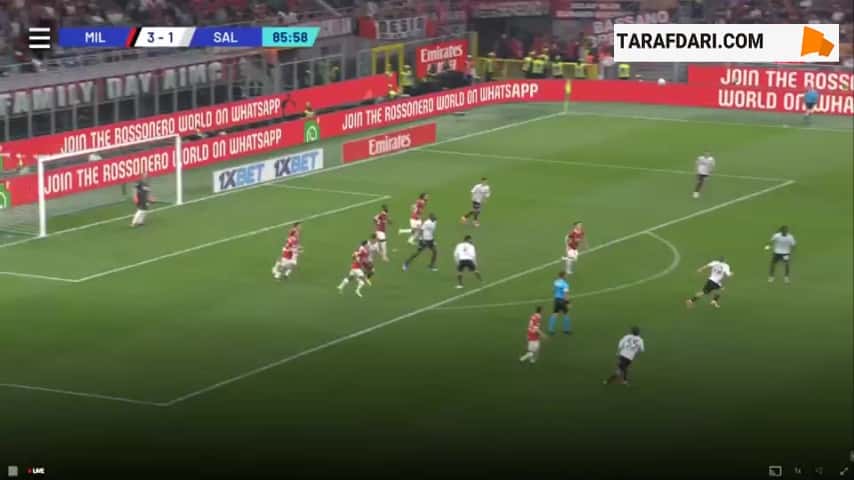 گل جونیور سامبیا به میلان (میلان 3-2 سالرنیتانا)