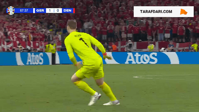 گل جمال موسیالا به دانمارک (آلمان 2-0 دانمارک)