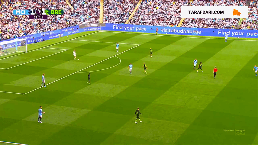 گل دوم ارلینگ هالند به برنتفورد (منچسترسیتی 2-1 برنتفورد)