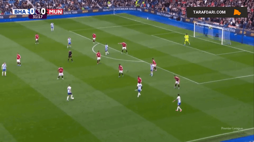 گل اول برایتون به منچستریونایتد با ضربه ولبک