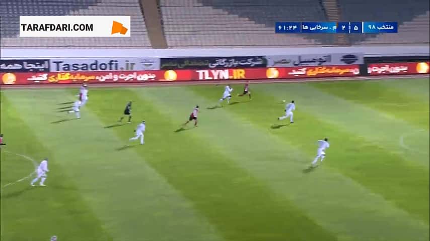 گل حمید درخشان به منتخب 98 از روی نقطه پنالتی (منتخب 98 5-3 منتخب سرخابیها)
