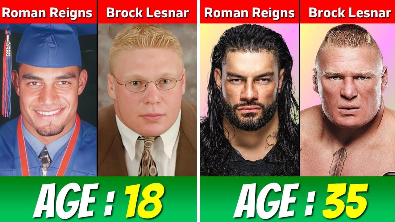 تحول چهره در WWE - تغییر چهره رومن رینز - تغییر چهره براک لزنر - کشتی کج رومن رینز و براک لزنر - جوانی رومن رینز - جوانی براک لزنر - WWE در گذر زمان - چهره اسطورههای WWE - قهرمانان WWE - تحول فیزیکی سوپراستارهای WWE