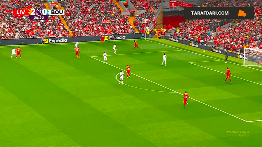 گل زیبای داروین نونیز به بورنموث (لیورپول 3-0 بورنموث)