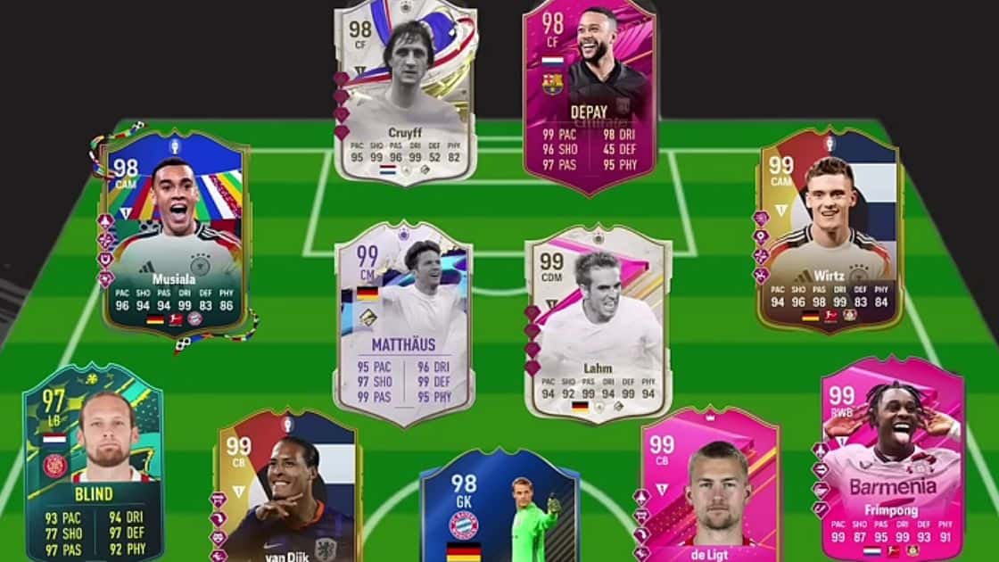 یوهان کرویف در فیفا - نویر در Ultimate Team - فن دایک فیفا - ترکیب برتر آلمان و هلند - بهترین بازیکنان تاریخ فیفا - فیفا EA FC آلمان هلند - کارتهای مخصوص Ultimate Team - بکنباوئر و روبن در فیفا