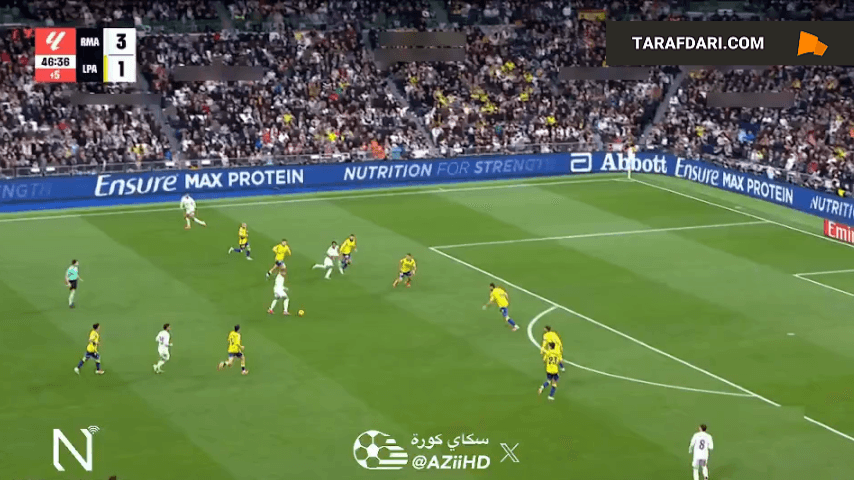 برخورد ضربه کیلیان امباپه به تیر دروازه لاس پالماس (رئال مادرید 3-1 لاس پالماس)