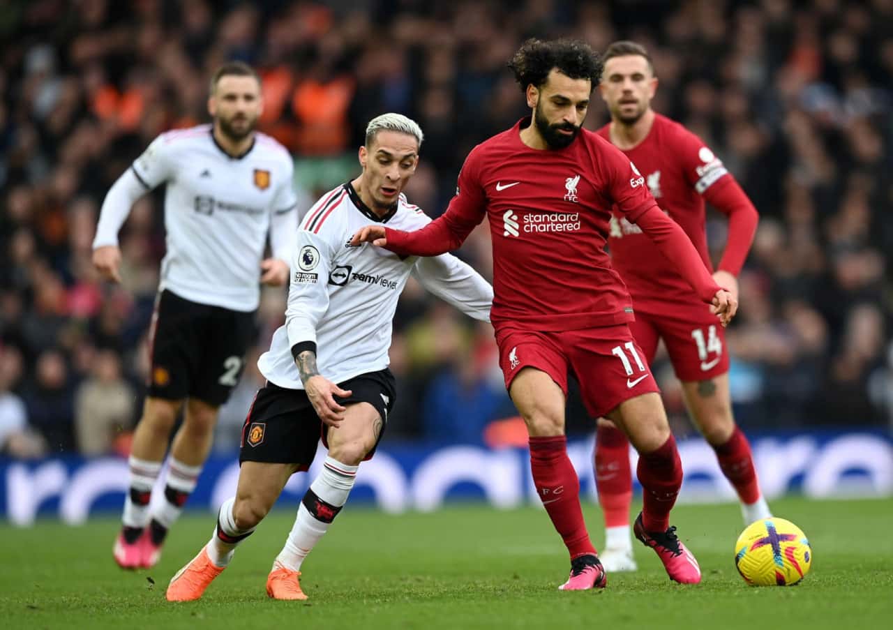 محمد صلاح و آنتونی در بازی منچستریونایتد - لیورپول
