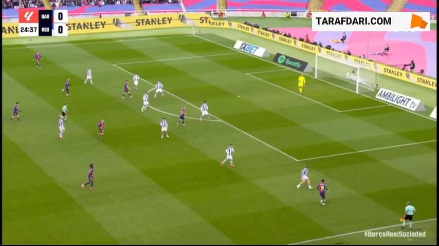 گل جرارد مارتین به رئال سوسیداد روی حرکت دیدنی لامین یامال (بارسلونا 1-0 رئال سوسیداد)