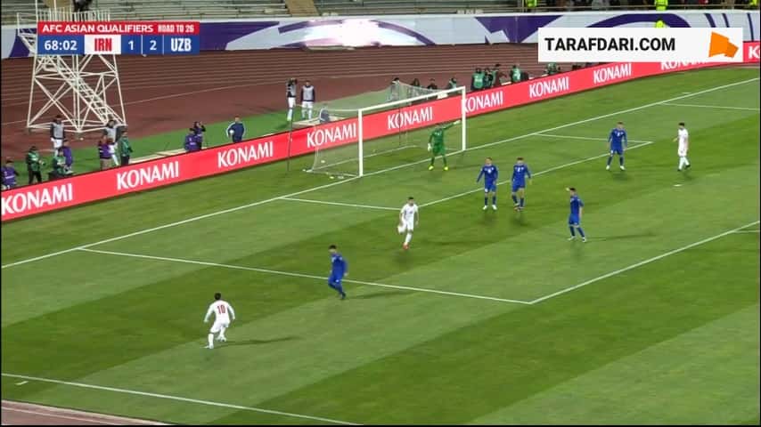 از دست رفتن موقعیت بسیار خوب گلزنی توسط سردار آزمون (ایران 1-2 ازبکستان)