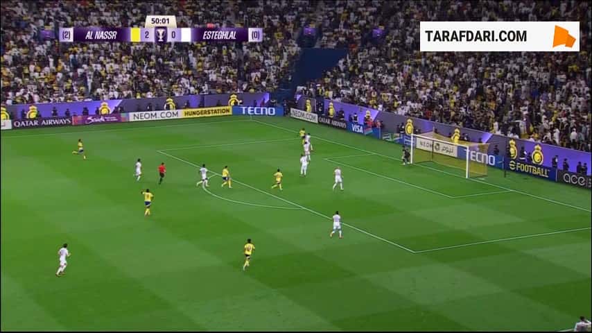 برخورد شوت محکم جون دوران به تیر دروازه استقلال (النصر 2-0 استقلال)