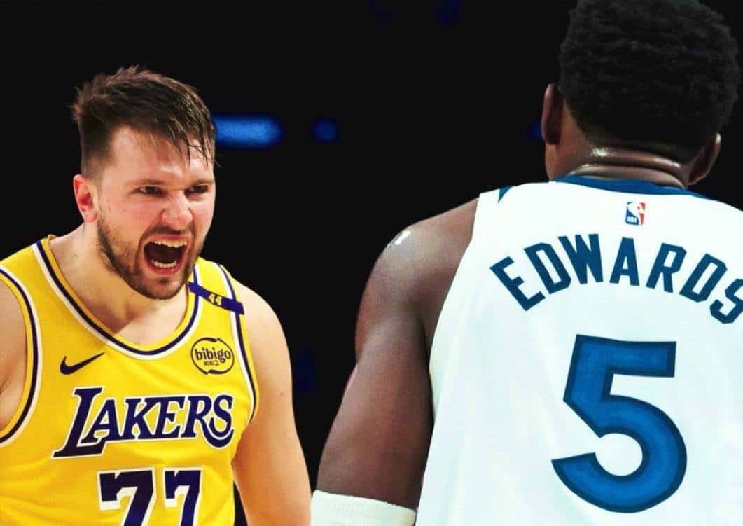 بسکتبال NBA - لوکا دانچیچ و آنتونی ادواردز - پلی آف - لس آنجلس لیکرز - مینه سوتا تیمبروولوز