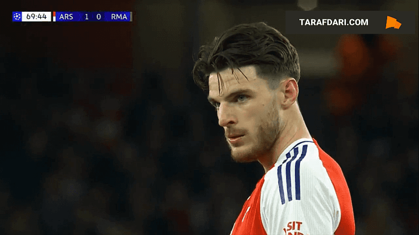ضربه استادانه و دومین گل دکلان رایس به رئال مادرید از روی ضربه آزاد (آرسنال 2-0 رئال مادرید)