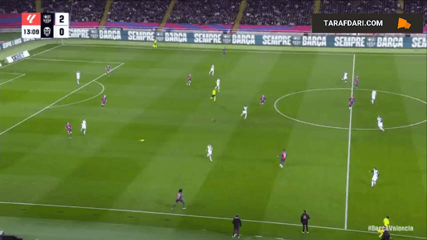 گل رافینیا به والنسیا (بارسلونا 3-0 والنسیا)