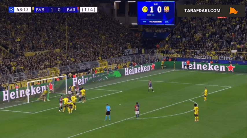 گل دوم سرو گیراسی به بارسلونا (دورتموند 2-0 بارسلونا)