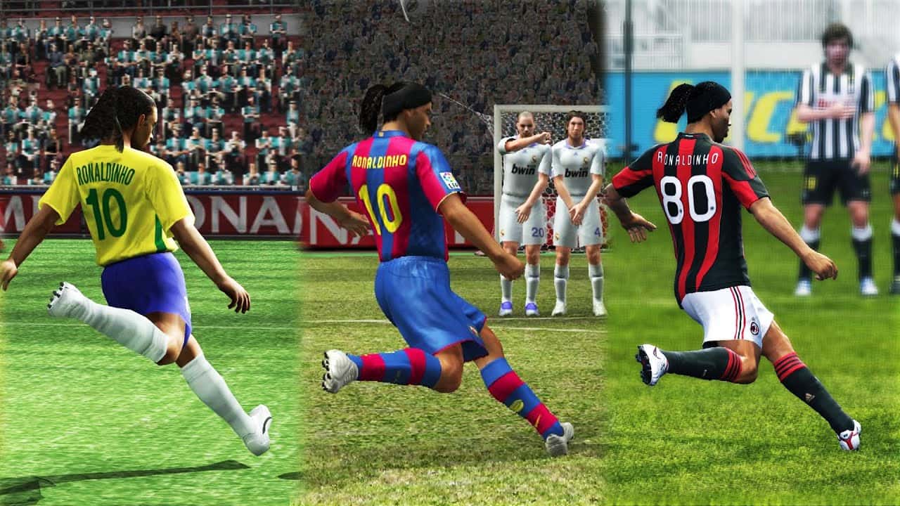رونالدینیو-PES-ضربات آزاد-eFootball-فوتبال-گیمینگ-فیزیک توپ-کنترل ضربه-کات توپ-PES 2013-PES 2017-eFootball 25-واقعگرایی-نشانهگیری-دروازهبان-شوت ایستگاهی