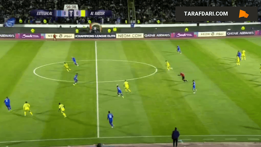واکنش زیبای سید حسین حسینی مقابل ضربه چیپ جون دوران (استقلال 0-0 النصر)