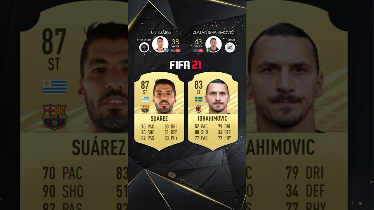 زلاتان-ابراهیموویچ - لوییس-سوارز- ریتینگ - FIFA-10 - FIFA-25 - FC-24 - FC-25 - مهاجم - مقایسه-بازیکنان - امتیاز-بازیکنان