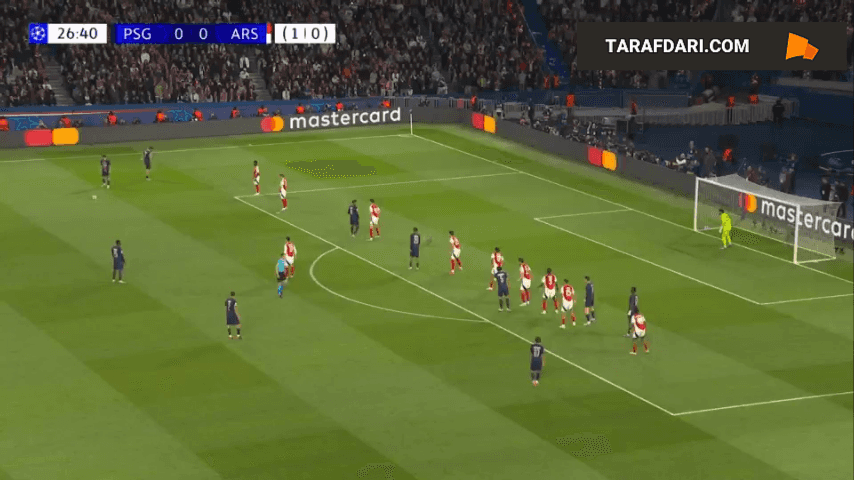 گل دیدنی فابین رویز به آرسنال (پاری سن ژرمن 1-0 آرسنال)