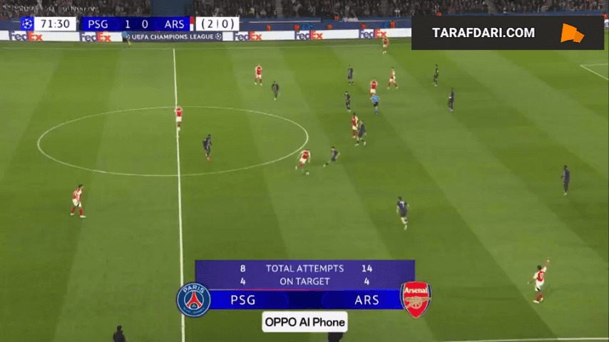 گل زیبای اشرف حکیمی به آرسنال (پاری سن ژرمن 2-0 آرسنال)