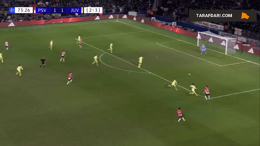 گل اسماعیل سایباری به یوونتوس (آیندهوون 2-1 یوونتوس)
