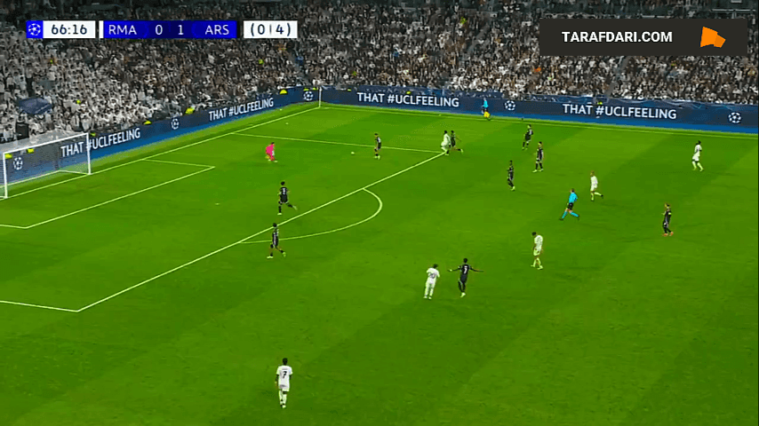 گل وینیسیوس جونیور به آرسنال روی اشتباه سالیبا (رئال مادرید 1-1 آرسنال)