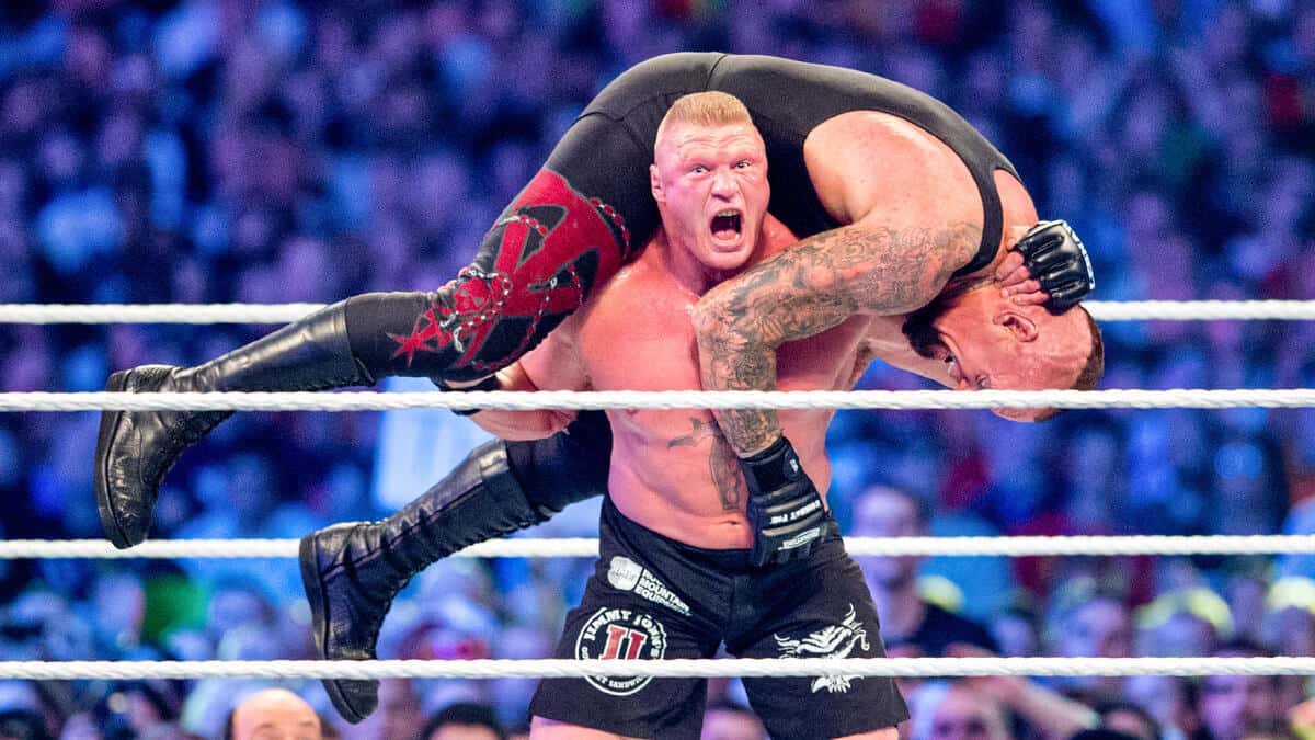 آندرتیکر - براک-لزنر - رسلمنیا-۳۰ - رکورد-شکستناپذیری - F5 - WWE - شکست-تاریخی - لحظه-شوکآور - کشتیحرفهای - افسانه-WWE