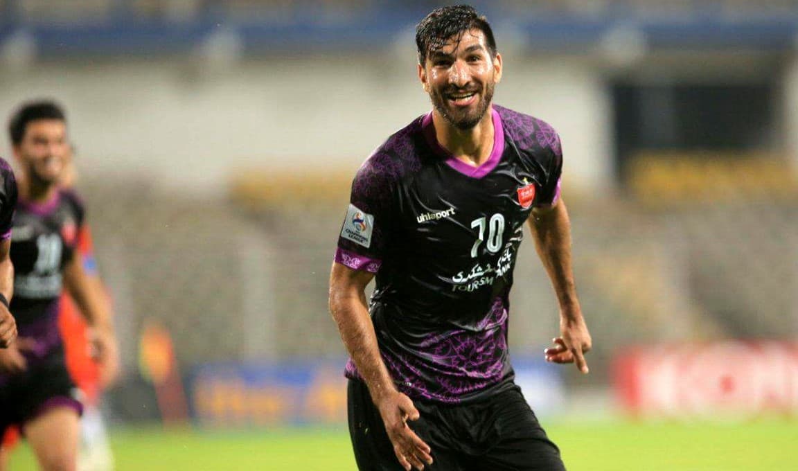 شهریار مغانلو مهاجم پرسپولیس در دیدار برابر گوا هند