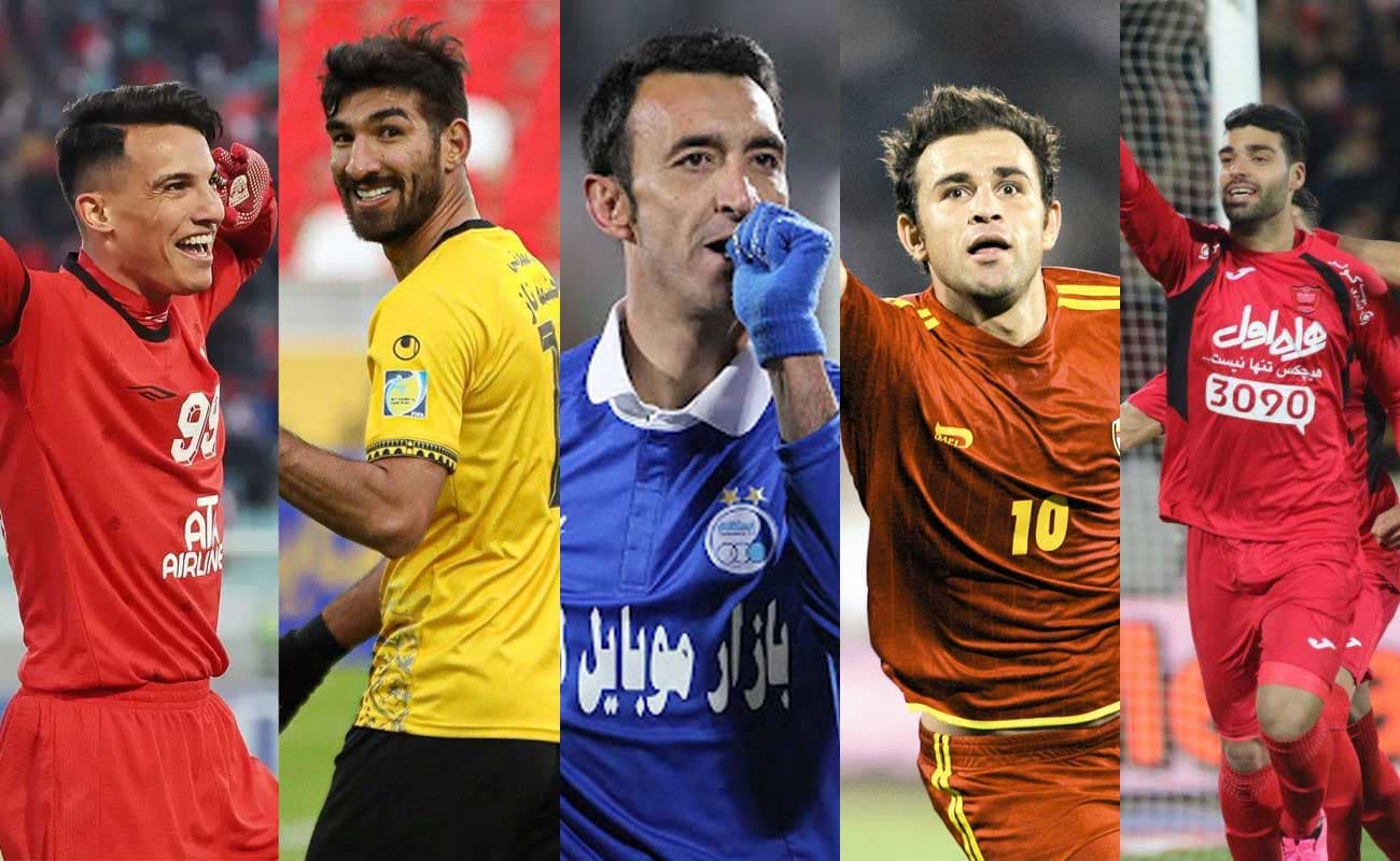 مهدی طارمی - رضا نوروزی - رضا عنایتی - شهریار مغانلو - امیرحسین حسینزاده - لیگ برتر - فوتبال ایران - آقای گلهای لیگ برتر