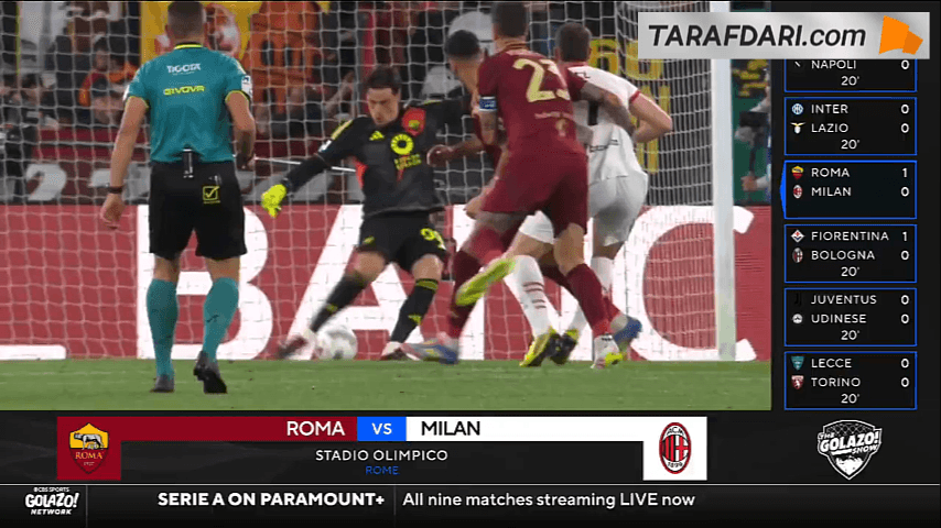 اخراج مستقیم سانتیاگو خیمنز پس از ضربه زدن با آرنج به جانلوکا مانچینی (رم 1-0 میلان)