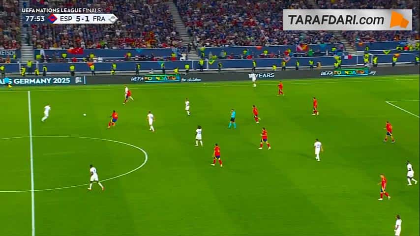 گل تماشایی رایان شرقی به اسپانیا (اسپانیا 5-2 فرانسه)