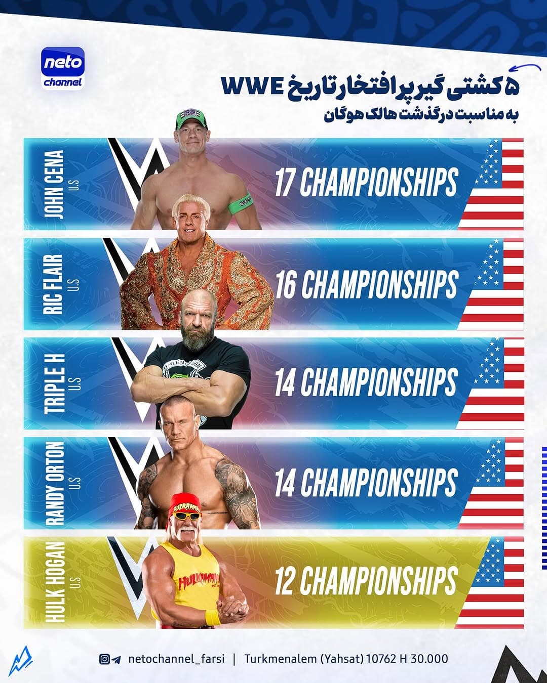 5 کشتی گیر پرافتخار تاریخ WWE با حضور جان سینا _ تریپل اچ