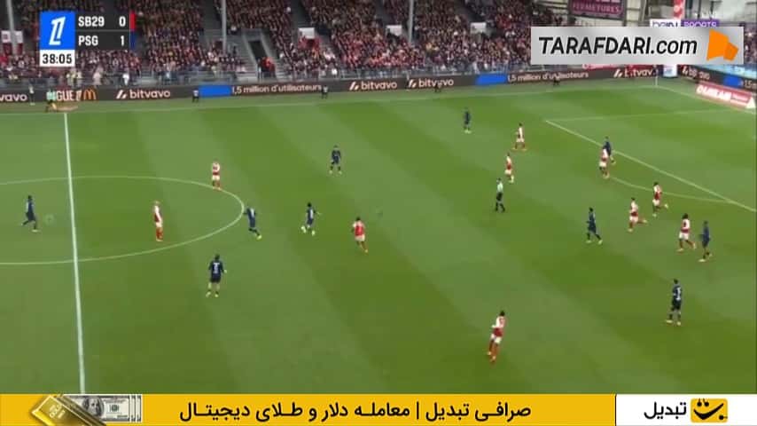 گل دوم اشرف حکیمی به برست (برست 0-2 پاری سن ژرمن)