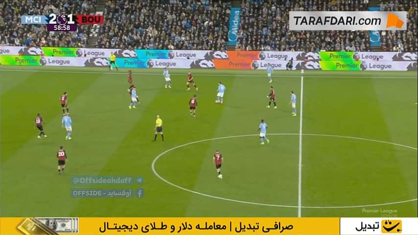گل نیکو اورایلی به بورنموث (منچسترسیتی 3-1 بورنموث)